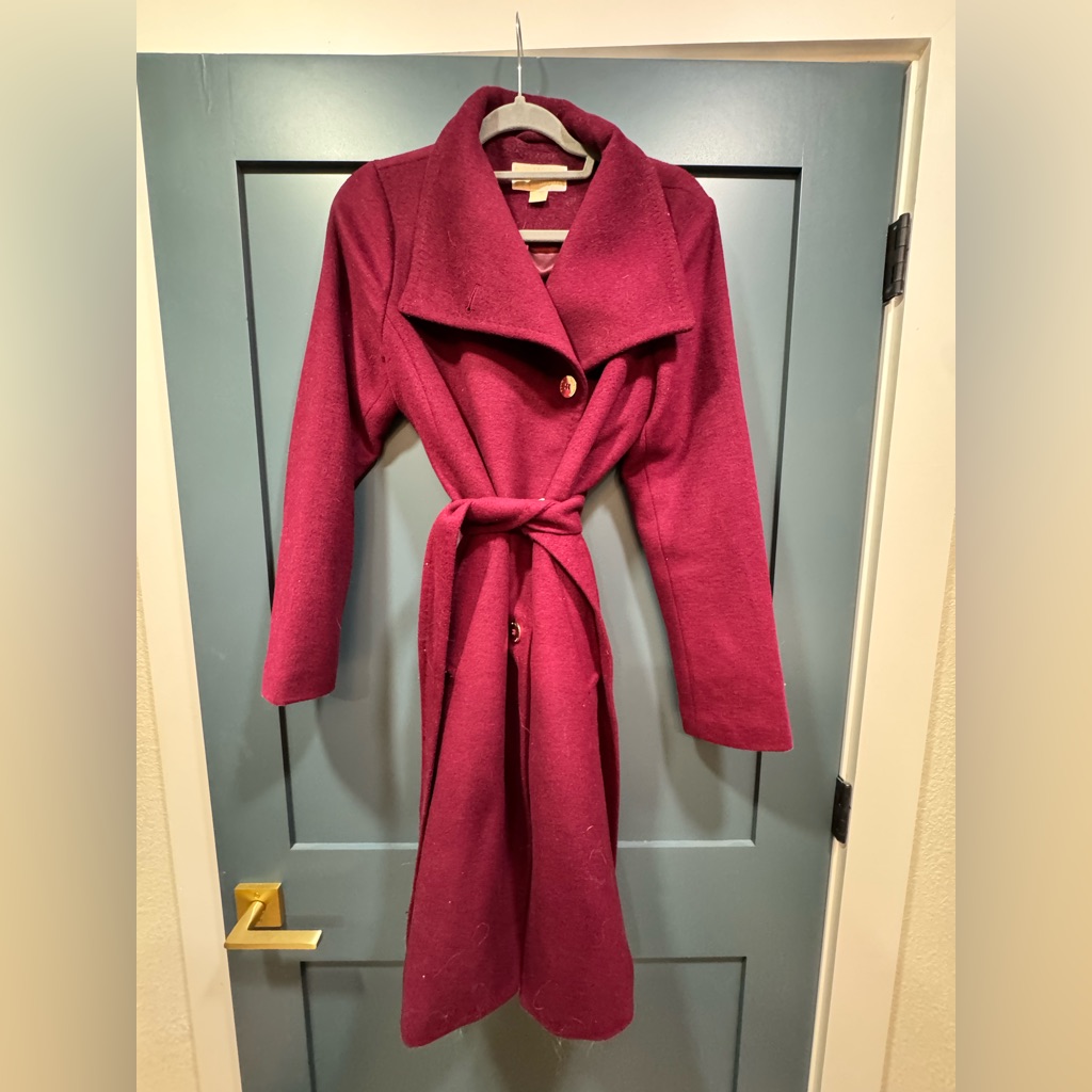 Michael Kors Rich Burgundy Trench Coat, Sz M